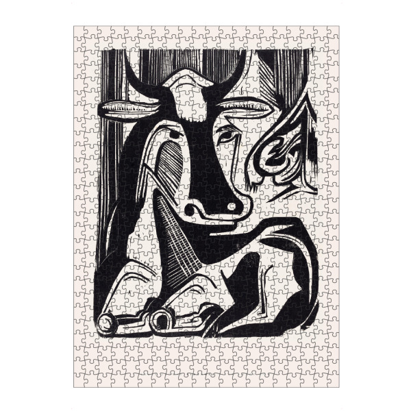 Puzzle Ravensburger "Kirchner - Die große Kuh" artboxONE - Typografie,Natur,Tiere