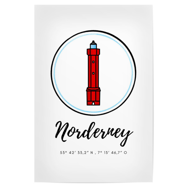 Poster "Leuchtturm Norderney Koordinaten" artboxONE - Reise,Architektur,Reise / Strand und Meer