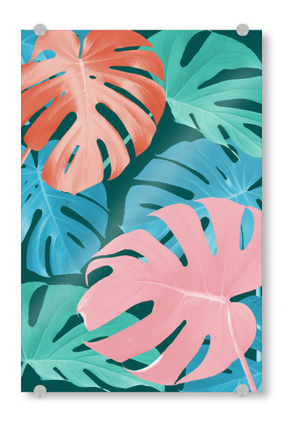 Acrylglasbild "Botanical pattern J" artboxONE - Floral - Natur,Blumen,Fotografie,Illustration,Geometrisch,Aquarell,Malerei,Tropisch,Blätter