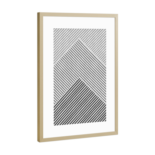 Poster mit Rahmen Gold "Line art A" artboxONE - Abstrakt,Geometrie - Minimalistisch,Abstrakt,Formen,Geometrie,Schwarzweiß