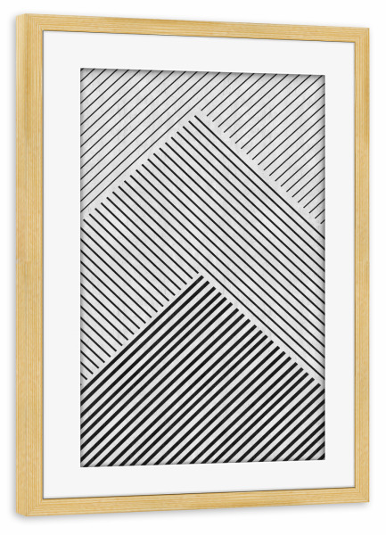 Poster mit Rahmen kiefer "Line art A" artboxONE - Abstrakt,Geometrie - Minimalistisch,Abstrakt,Formen,Geometrie,Schwarzweiß