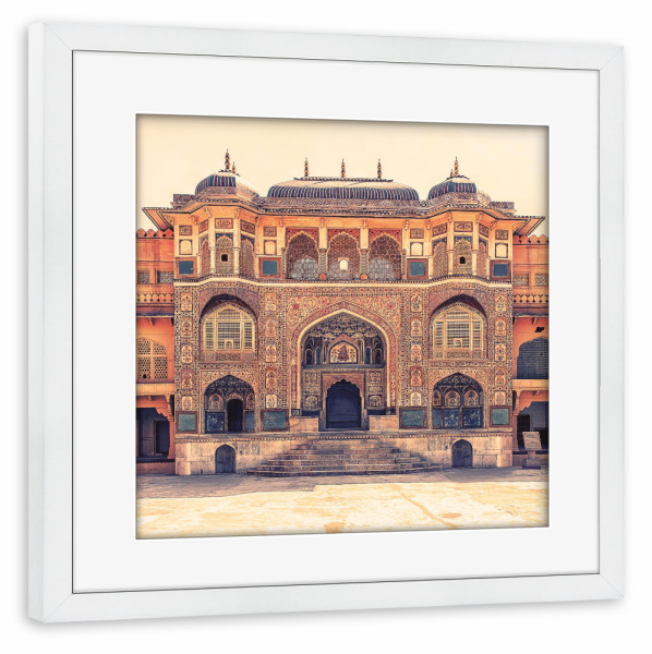Poster mit Rahmen weiß "Amber Fort-Fassade" artboxONE - Städte,Reise,Architektur,Reise / Asien,Städte / Weitere