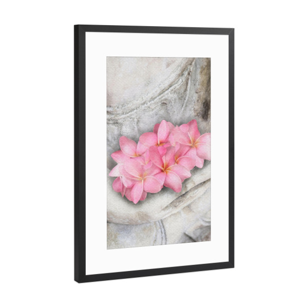 Poster mit Rahmen Schwarz (Metallic) "Zen-Statue J" artboxONE - Natur,Floral - Zen,Statue,Lotus,Rosa,Hände,Anatomie