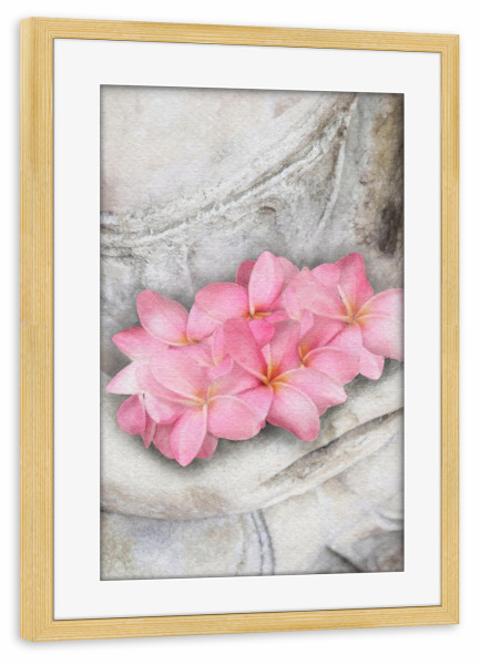 Poster mit Rahmen kiefer "Zen-Statue J" artboxONE - Natur,Floral - Zen,Statue,Lotus,Rosa,Hände,Anatomie
