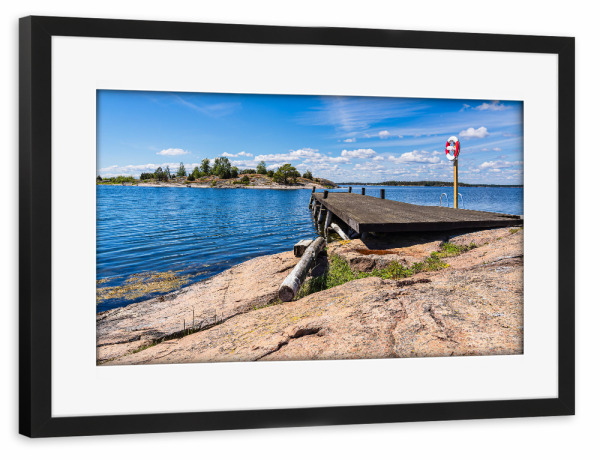 Poster mit Rahmen schwarz "Steg, Ostsee, Rettungsring" artboxONE - Natur,Reise,Reise / Strand und Meer,Reise / Länder
