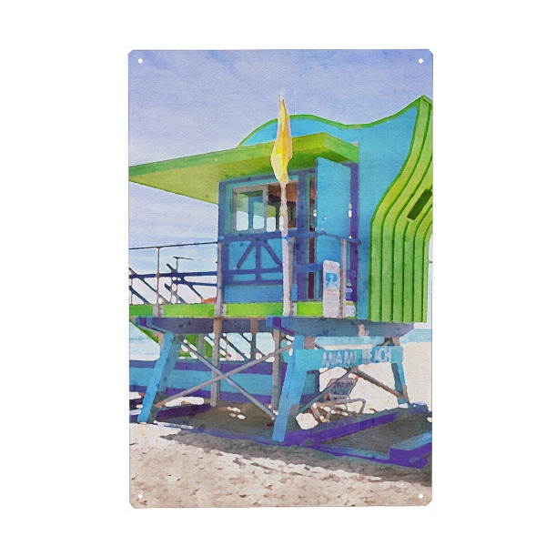 Holzbild "Rettungsschwimmerstand A" artboxONE - Städte,Architektur,Reise / Strand und Meer