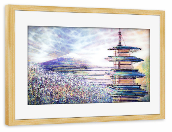 Poster mit Rahmen kiefer "Japan bei Sonnenuntergang" artboxONE - Städte,Natur,Floral,Städte / Weitere
