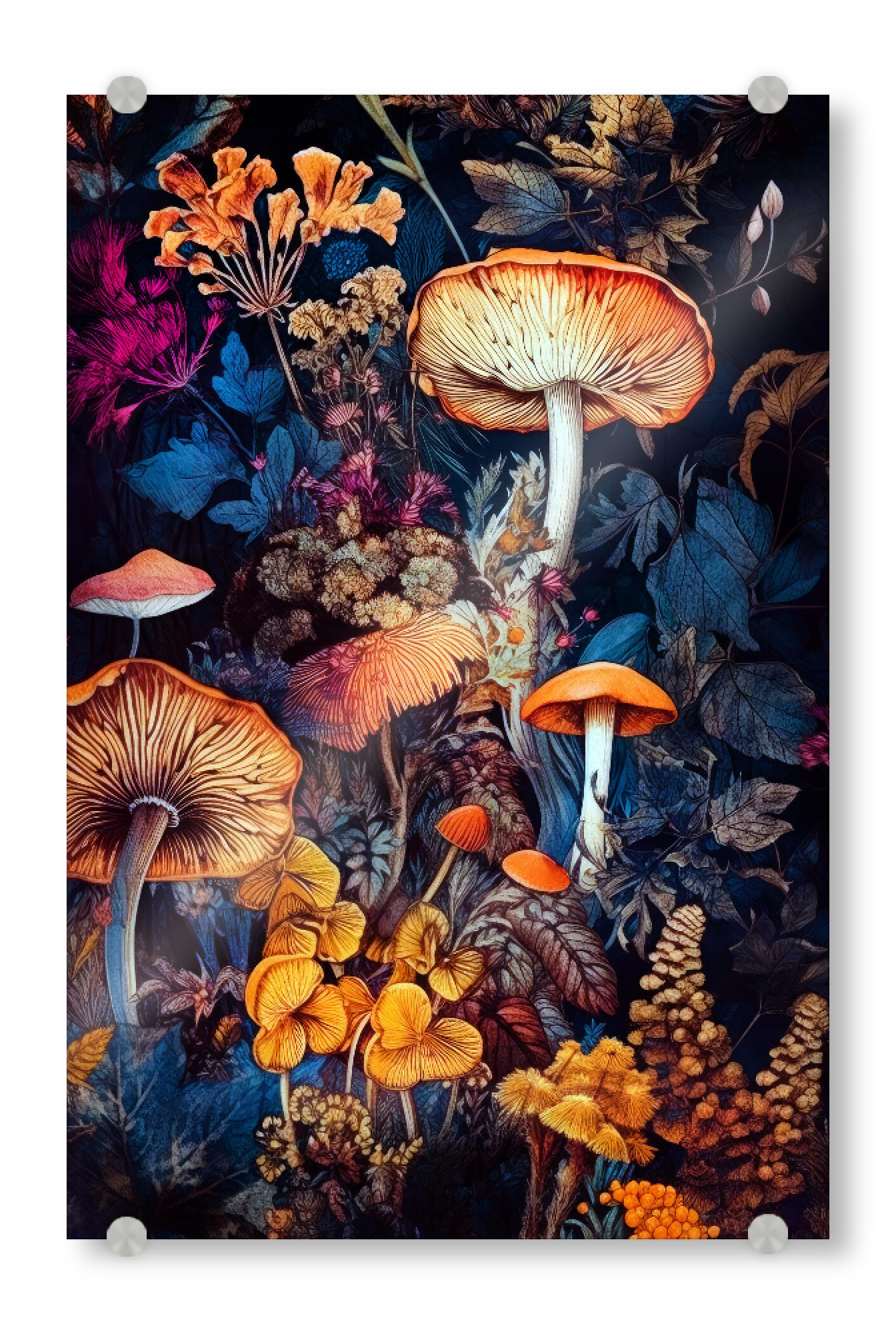 Acrylglasbild "Pilze A" artboxONE - Natur,Floral - Pilze,Flora,Baum,Wald,Blätter,Natur,Botanisch