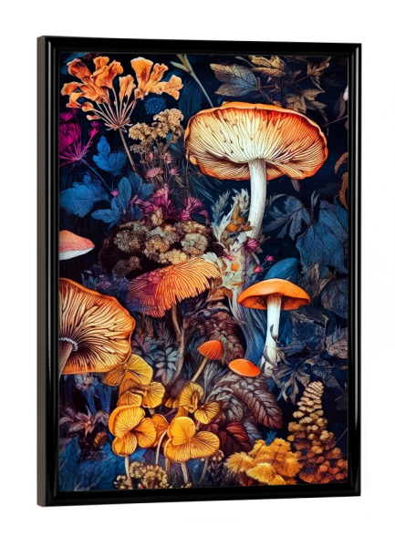 Poster mit schwarzem Rahmen "Pilze A" artboxONE - Natur,Floral - Pilze,Flora,Baum,Wald,Blätter,Natur,Botanisch