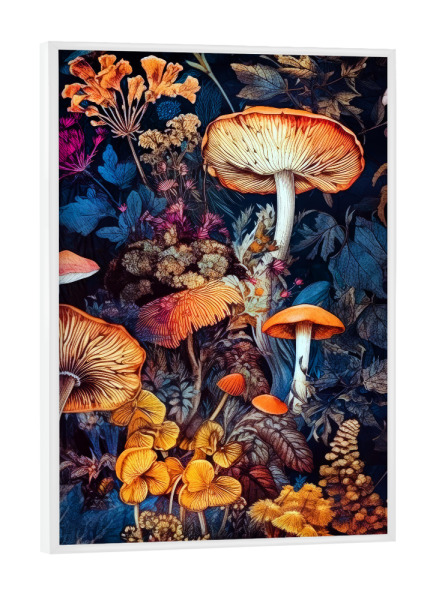 Poster mit weißem Rahmen "Pilze A" artboxONE - Natur,Floral - Pilze,Flora,Baum,Wald,Blätter,Natur,Botanisch