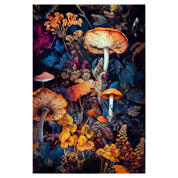 Poster "Pilze A" artboxONE - Natur,Floral - Pilze,Flora,Baum,Wald,Blätter,Natur,Botanisch