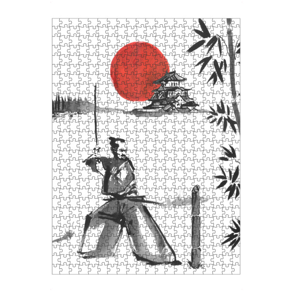 Puzzle Ravensburger "Quadriptyque Japan dritter Teil" artboxONE - Reise / Asien - Samurai,Sumie,Japan,Schloss,Bambus - Bild samurai