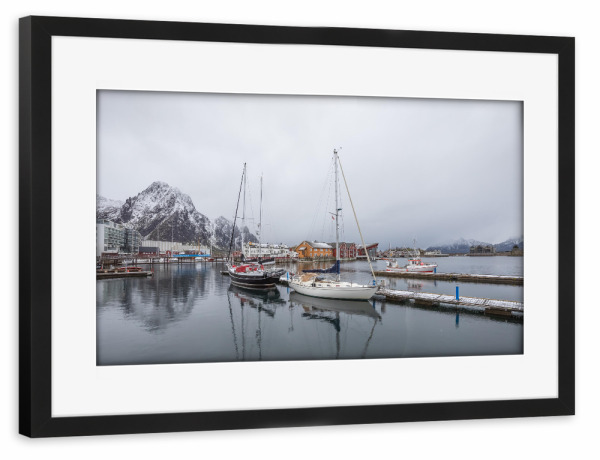 Poster mit Rahmen schwarz "Norwegen Winter" artboxONE - Reise,Reise / Länder
