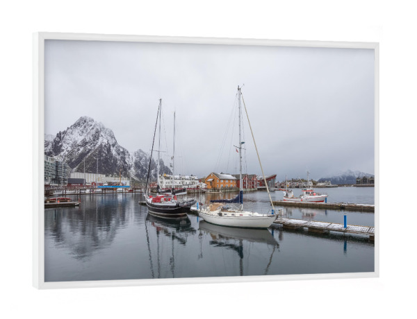 Poster mit weißem Rahmen "Norwegen Winter" artboxONE - Reise,Reise / Länder