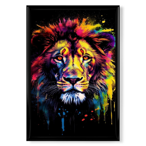 Watercolor colorful lion