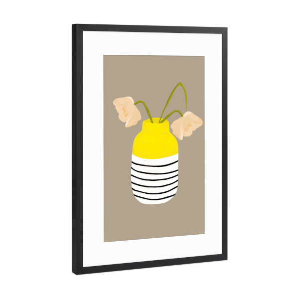 Poster mit Rahmen Schwarz (Metallic) "Mio vaso lemon" artboxONE - Floral
