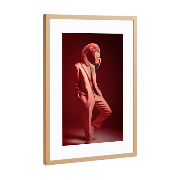 Poster mit Rahmen Kupfer "Mode-Flamingo" artboxONE - Tiere,Fashion - Mode,Pop-art,Zeitgenössische kunst,Moderne kunst,Tiere,Lustig,Humor,Flamingo