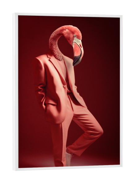 Poster mit weißem Rahmen "Mode-Flamingo" artboxONE - Tiere,Fashion - Mode,Pop-art,Zeitgenössische kunst,Moderne kunst,Tiere,Lustig,Humor,Flamingo