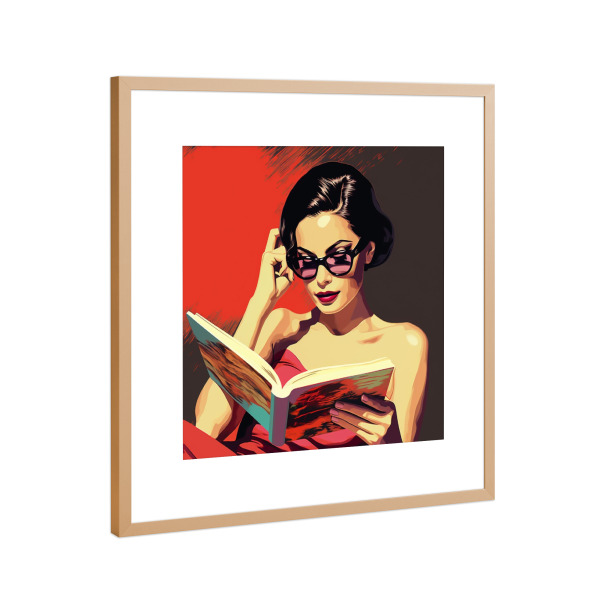 Poster mit Rahmen Kupfer "BÜCHER" artboxONE - Fashion,Für Mama - Bücher,Lesen,Frau,Zeitung,Nachrichten