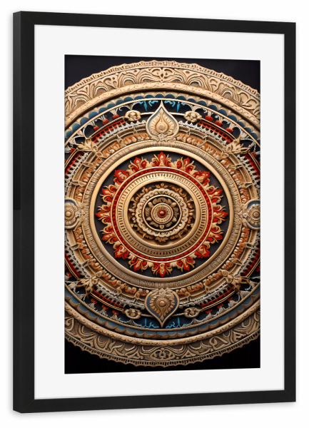 Poster mit Rahmen schwarz "Mandala - Kambodscha - Sokha" artboxONE - Städte,Abstrakt,Architektur,Reise / Asien