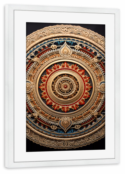 Poster mit Rahmen weiß "Mandala - Kambodscha - Sokha" artboxONE - Städte,Abstrakt,Architektur,Reise / Asien