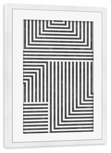 Poster mit Rahmen weiß "Line art C" artboxONE - Abstrakt,Geometrie