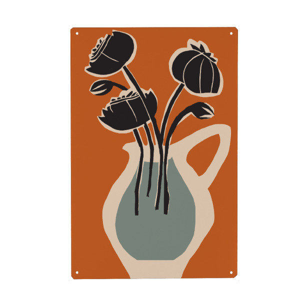 Metall Poster "Rosen In Vase" artboxONE - Floral,Abstrakt,Für Mama - Vase,Blume,Blumen,Rose,Rosen,Schlicht,Simpel,Dekorativ,Illustration