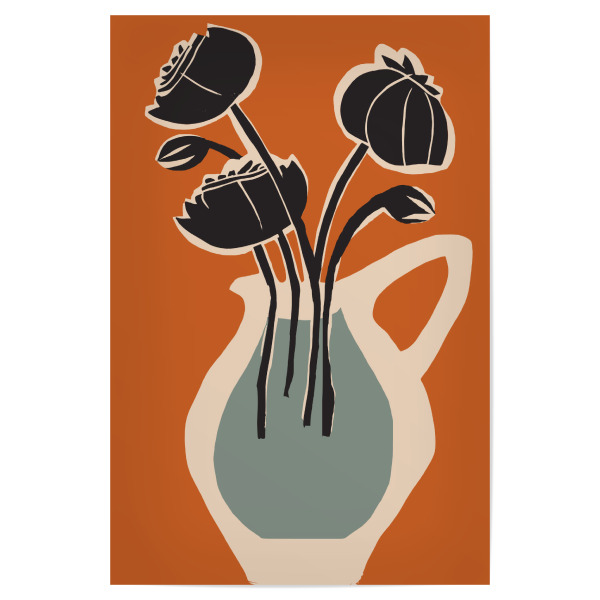 Poster 30x20 cm "Rosen In Vase" artboxONE - Floral,Abstrakt,Für Mama - Vase,Blume,Blumen,Rose,Rosen,Schlicht,Simpel,Dekorativ,Illustration