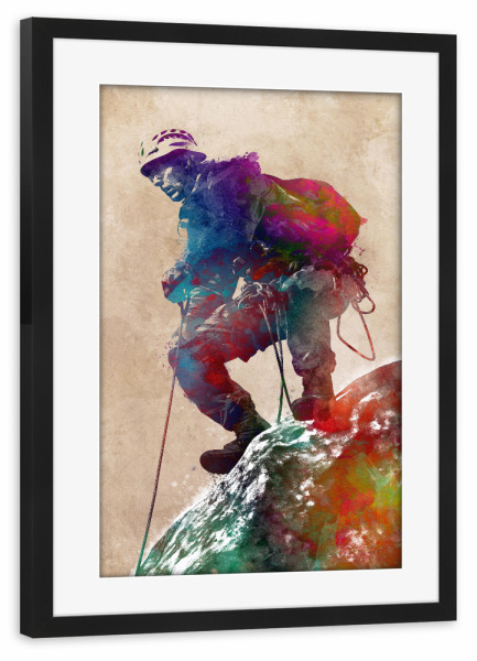 Poster mit Rahmen schwarz "Bergsport Kunst A" artboxONE - Sport,Sport / Motivation - Berg,Bergsteiger,Bergsteigen,Bergsteiger,Sport