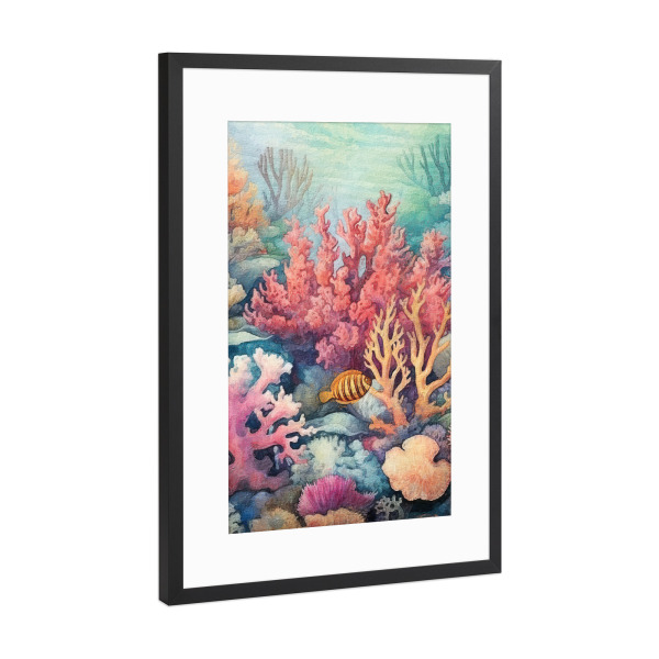 Poster mit Rahmen Schwarz (Metallic) "Unterwasserwelt F" artboxONE - Reise / Strand und Meer - Ozean,Koralle,Meer,Meeresleben,Marine