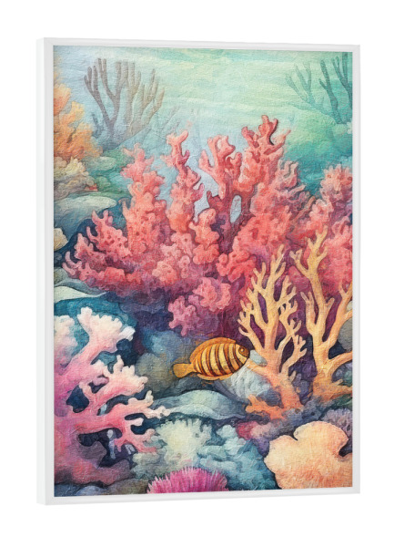 Poster mit weißem Rahmen "Unterwasserwelt F" artboxONE - Reise / Strand und Meer - Ozean,Koralle,Meer,Meeresleben,Marine