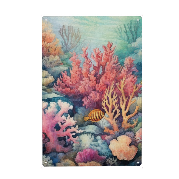 Metall Poster "Unterwasserwelt F" artboxONE - Reise / Strand und Meer - Ozean,Koralle,Meer,Meeresleben,Marine - Blechschild