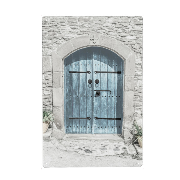 Metall Poster "Staubige blaue Tür G" artboxONE - Architektur - Architektur,Türen,Tür,Häuser,Zuhause,Blau - Blechschild