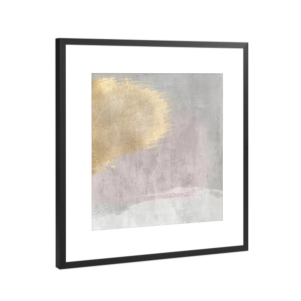 Poster mit Rahmen Schwarz (Metallic) "Rosa und graues abstraktes H" artboxONE - Abstrakt - Grau,Rosa,Gold,Dekor,Heimdekoration,Dekorativ,Abstrakt