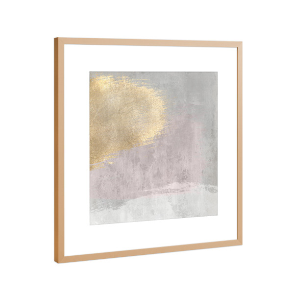 Poster mit Rahmen Kupfer "Rosa und graues abstraktes H" artboxONE - Abstrakt - Grau,Rosa,Gold,Dekor,Heimdekoration,Dekorativ,Abstrakt