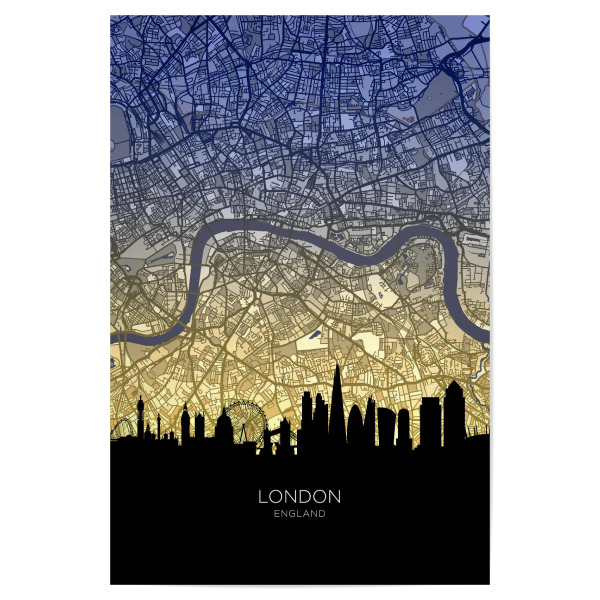 Poster "Londoner Skyline-Karte Dawn" artboxONE - Städte,Städte / London