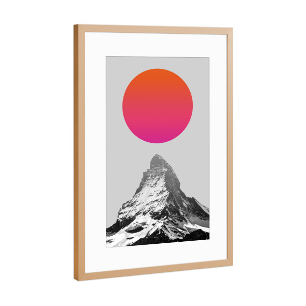 Poster mit Rahmen Kupfer "Landscape in collage H" artboxONE - Natur,Abstrakt - Landscape,Collage,Natural,Forest,Mountains,Textures,Sun,Sunset,Painting