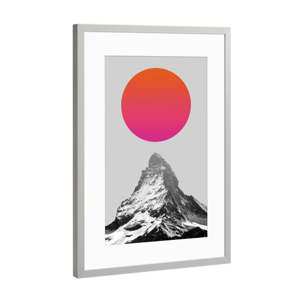 Poster mit Rahmen Silber "Landscape in collage H" artboxONE - Natur,Abstrakt - Landscape,Collage,Natural,Forest,Mountains,Textures,Sun,Sunset,Painting