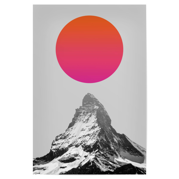 Poster 30x20 cm "Landscape in collage H" artboxONE - Natur,Abstrakt - Landscape,Collage,Natural,Forest,Mountains,Textures,Sun,Sunset,Painting