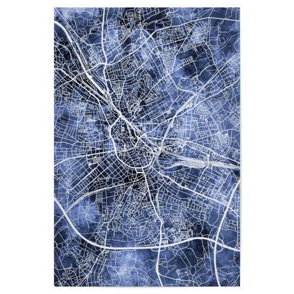 Poster 30x20 cm "Osnabrück Stadtplan Blau" artboxONE - Städte - Osnabrück,Deutschland,Stadtkarte,Karte,Stadtplan,Aquarell,Malerei