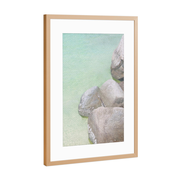 Poster mit Rahmen Kupfer "Ozeanfelsen" artboxONE - Reise / Strand und Meer - Strand,Meer,Felsen,Wellen,Entspannend,Ruhe,Paradies,Meer