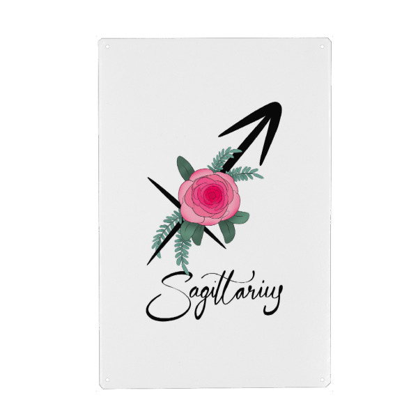 Holzbild "Blumentierkreis: Schütze" artboxONE - Typografie,Floral,Fashion