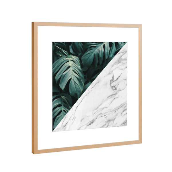 Poster mit Rahmen Kupfer "Leaves and marble C" artboxONE - Floral