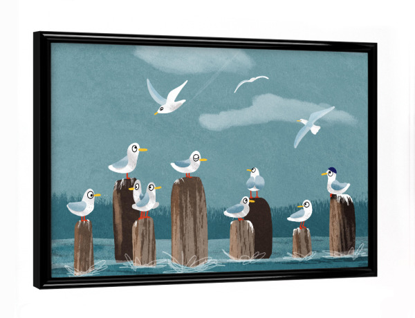 Poster mit schwarzem Rahmen "Möwengang" artboxONE - Für Kinder,Tiere