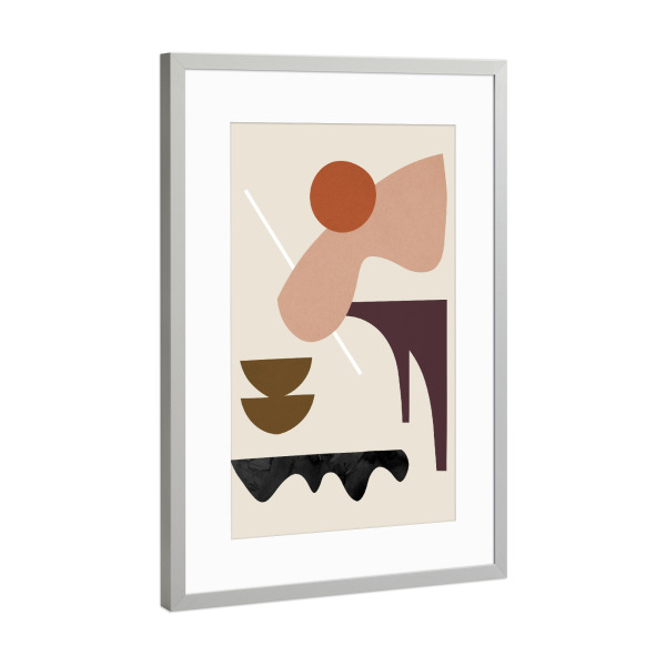 Poster mit Rahmen Silber "Organic shapes G" artboxONE - Abstrakt,Geometrie