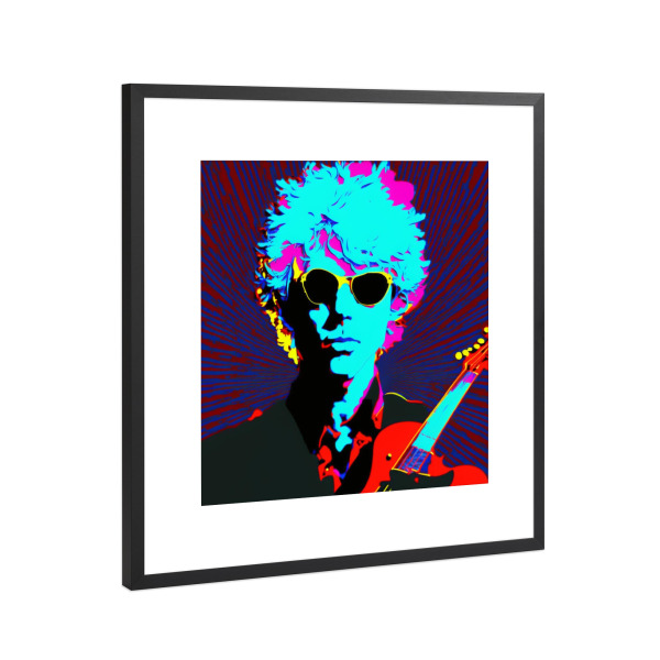 Poster mit Rahmen Schwarz (Metallic) "ROCK STAR" artboxONE - Menschen,Streetart,Männer - Rockstar,Blau,Popart,Mann