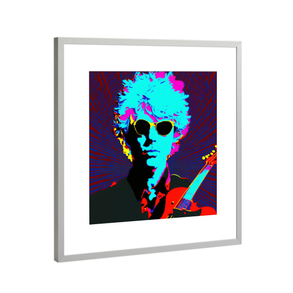 Poster mit Rahmen Silber "ROCK STAR" artboxONE - Menschen,Streetart,Männer - Rockstar,Blau,Popart,Mann