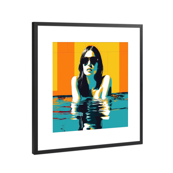Poster mit Rahmen Schwarz (Metallic) "SWIMMING POOL ORANGE" artboxONE - Abstrakt - Schwimmen,Pool,Frau,Portrait