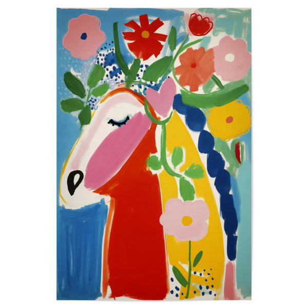 Poster "Blumen Pferd" artboxONE - Tiere,Abstrakt,Für Mama - Pferd,Pferde,Natur,Tiere,Blume,Blumen,Bunt,Schön,Malerei