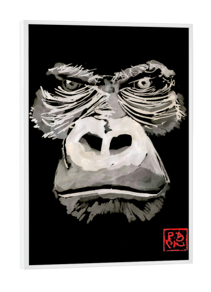 Poster mit weißem Rahmen "Gorilla in Schwarz" artboxONE - Tiere - Gorilla,Sumie,Japan